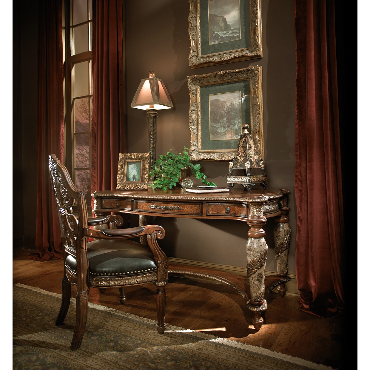 Michael Amini Home Office Pull-up Desk Arm Chair 72044-55 - Ariana